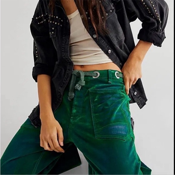 We the Free Moxie Flocked Low Slung Barrel Jeans - Picture 3 of 4